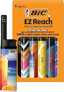 BIC EZ Reach Lighters, Reliable Candle Lighter with Safe Extended Wand, Assorted Designs, 6-Pack (Designs May Vary)