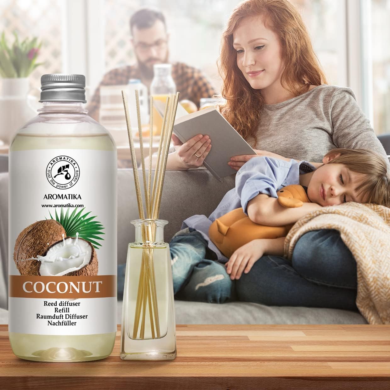 Reed Diffuser Refill Coconut 17 Fl Oz - Room Diffuser Refill - Home Fragrance - Air Freshener - Scented Diffuser - Coconut Aroma - Room Fragrance - Coconut Scented Diffuser