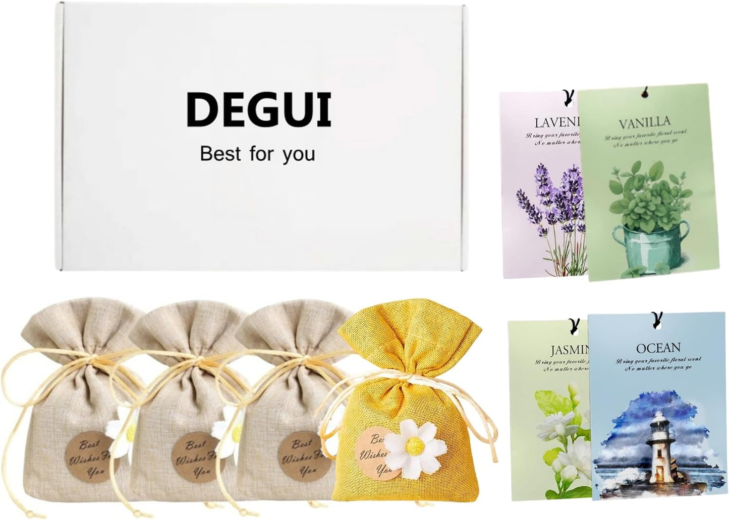 8-Pack Lavender Jasmine, and Cedarwood Scented Sachets Set, Car Rearview Mirror Air Freshener for Drawers Closets Shoe Cabinet, Bathroom, Long-Lasting Fragrance for Women Men Friends Wife