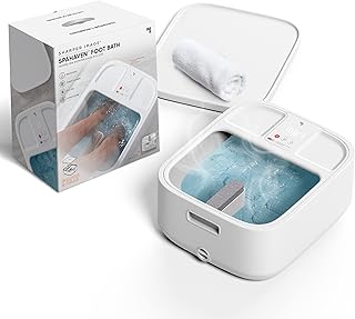 Sharper Image® Spahaven Heated Foot Bath – Bubble Jets, Massage Rollers, 105°F, Pumice Stone Callus Remover| XL Foot Soaking Tub| Feet Scrubber| Home Pedicure Foot Spa| Womens Relief & Relaxation Gift