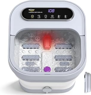 ALLJOY Collapsible Foot Spa with Heat, Bubble and Temp Control, Foot Bath Massager with Rollers, Foot Soaking Tub