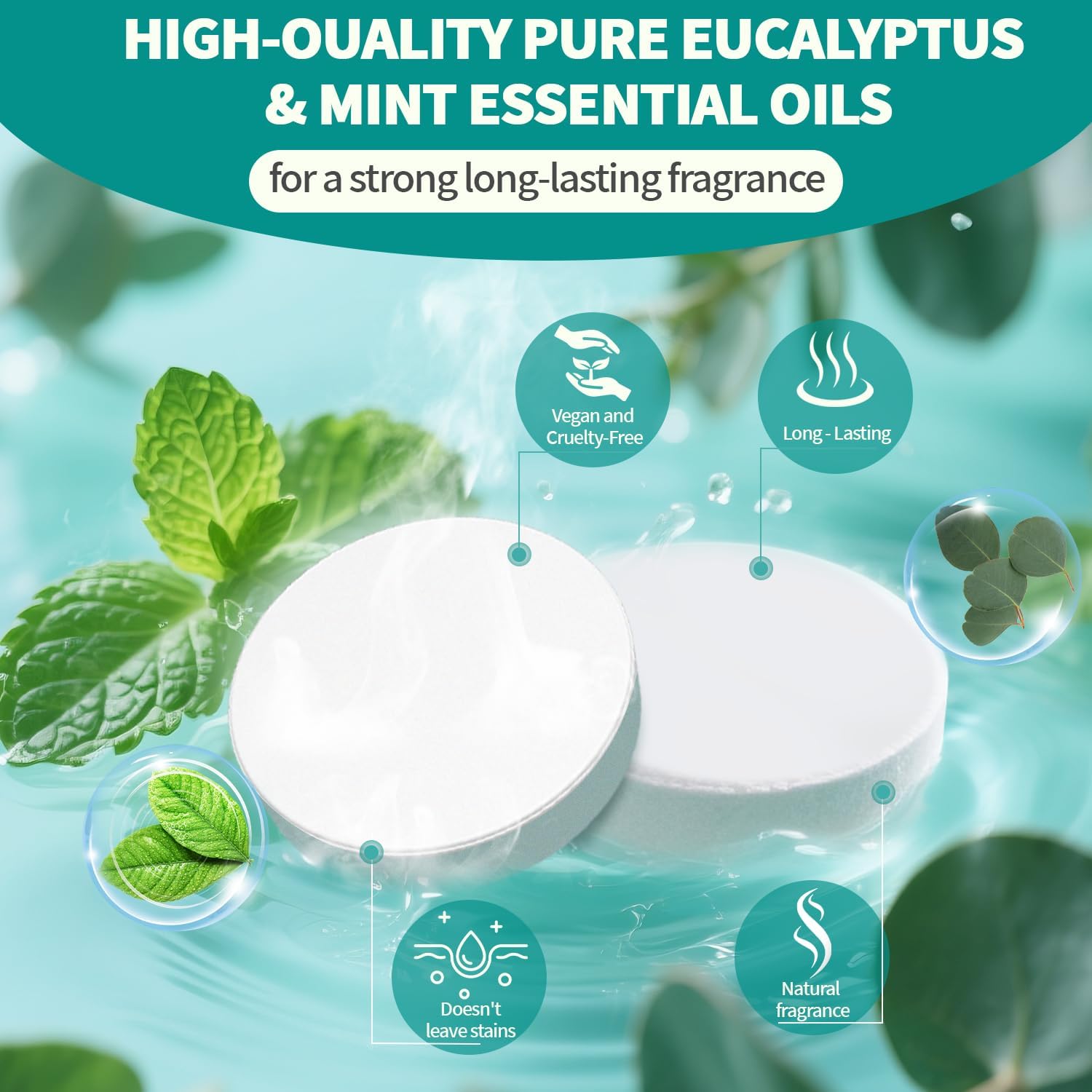 Shower Steamers Aromatherapy Gifts for Women Men, Fathers Day Gift for Dad Husband from Wife Daughter, 8 Pack Organic Eucalyptus & Menthol Essential Oil, Home Spa Relaxing Purple