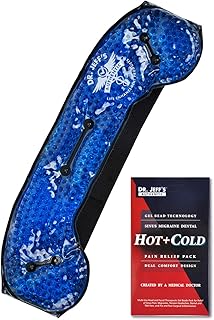 Headache Ice Pack for Migraine, Sinus, Dental Pain, TMJ Relief | Cooling Gel Eye Mask | Medical Grade Hot Cold Pack | Soft Plush Pain Relief Gel Headache Headband | Heatable Neck Wrap + Warm Compress