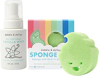 Dabble & Dollop Sponge Pop™ Kids Bath Sponge with Built-in Honeydew Body Wash + Vanilla 3-in-1 Foaming Shampoo, Body Wash & Bubble Bath - Natural Origin Ingredients, Kids Bath Set (2-Pack)