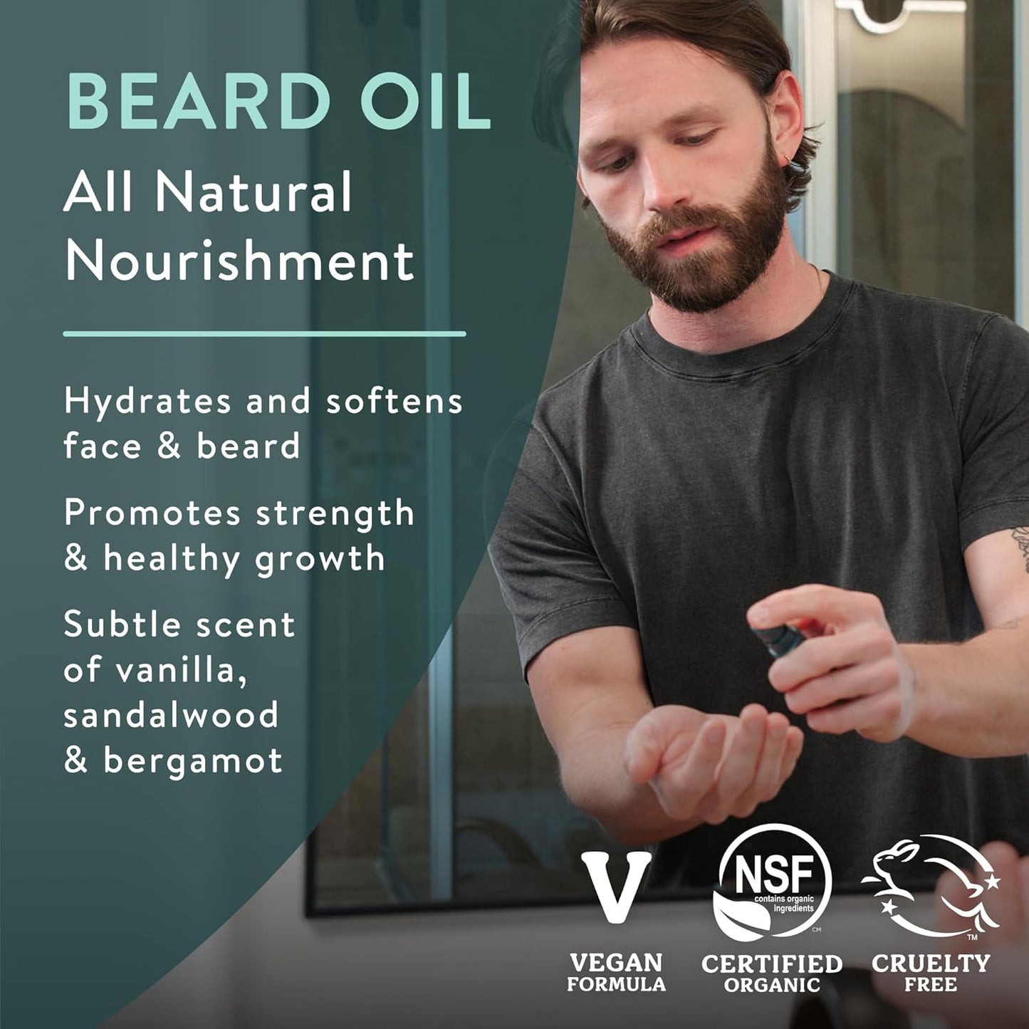 Badger Beard Oil, Babassu & Jojoba, Certified Organic, Premium Beard Conditioner, Beard Oil for Dry Skin, Beard Oil for Long Beards, Facial Hair Oil, 1 fl oz Glass Bottle