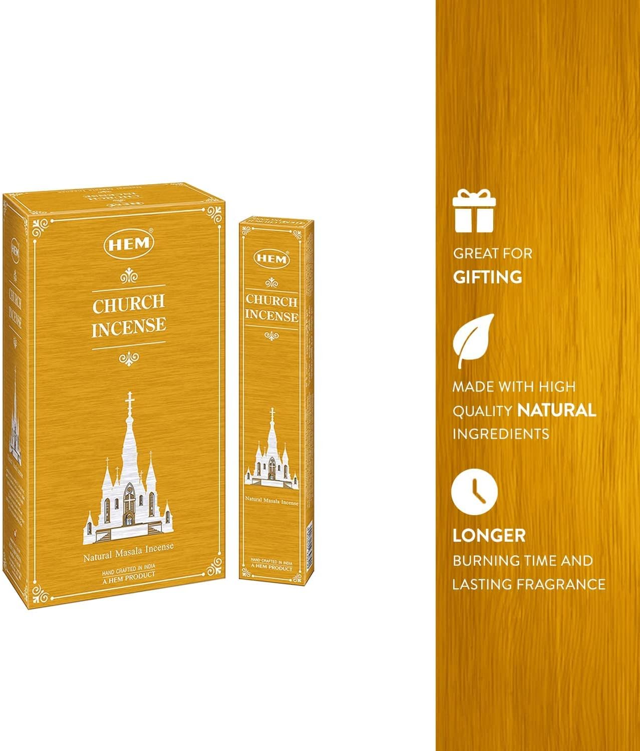 HEM Catholic Church Masala Incense Sticks Used for Orthodox (Pack of 12 180g) | Natural Fragrance for Aromatic Rooms | for Stress Relief & Relaxation