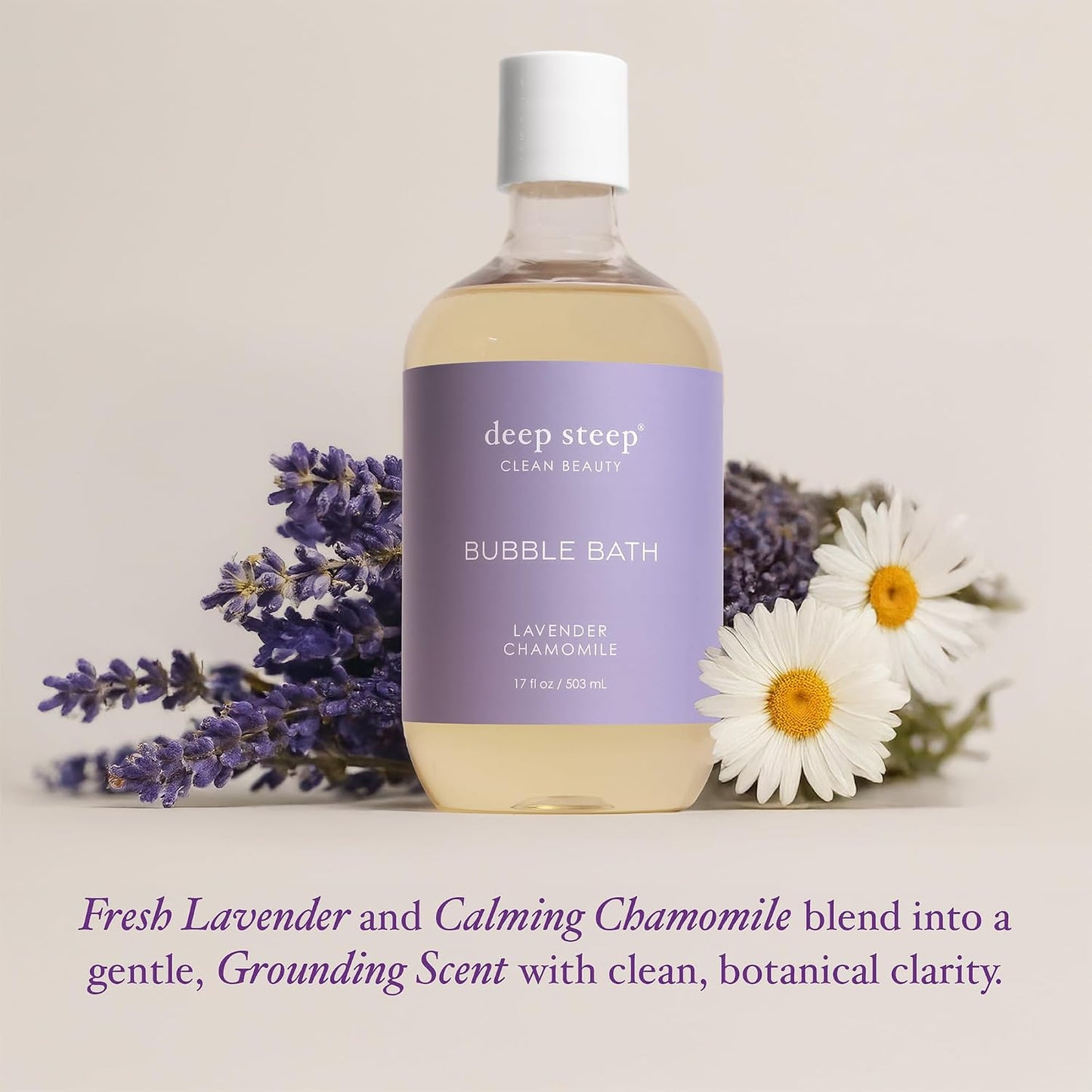 Deep Steep Bubble Bath, Lavender Chamomile 17 oz (Pack of 2) – Hypoallergenic, Clinically Tested Soothing Soak with Shea Butter & Argan Oil – Sulfate-Free
