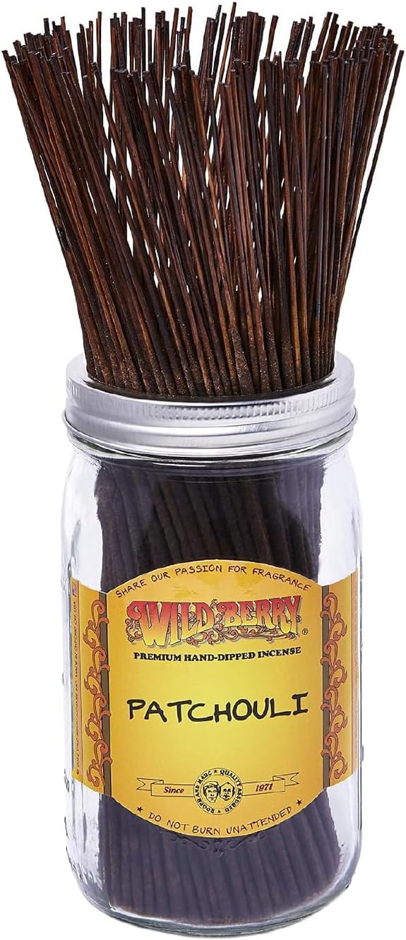 Wild Berry Incense Sticks - Patchouli - Classic Fragrance with Jasmine and Cedar Wood - Hand Dipped in the USA (100 Count)
