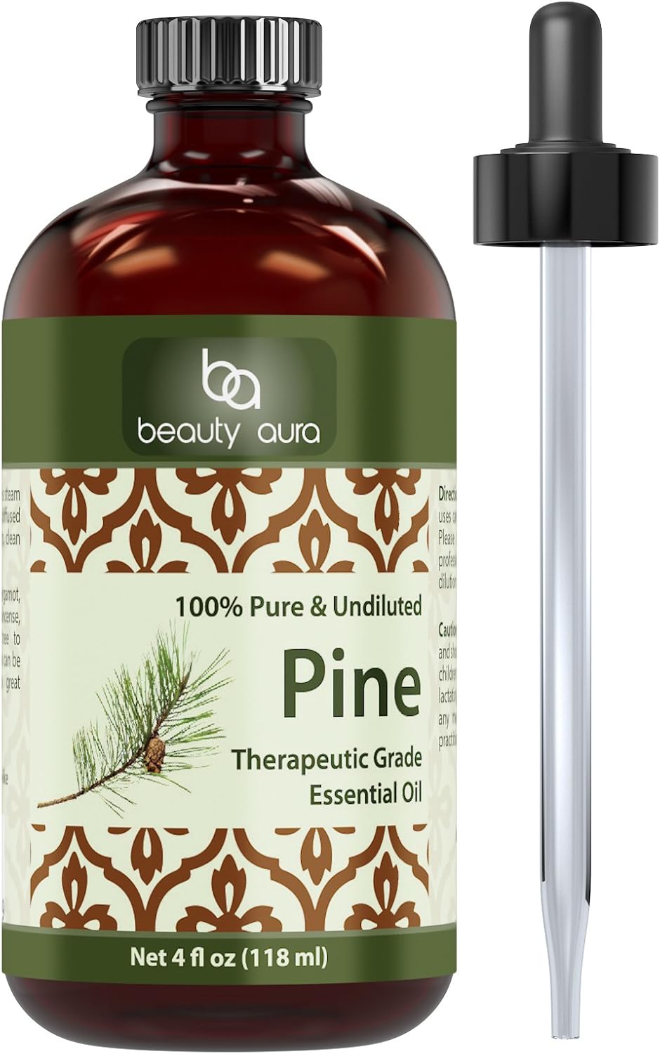 Beauty Aura Pine Essential Oil - 4 Oz Bottle - 100% Pure, Undiluted Therapeutic Grade Oil - Ideal for Aromatherapy
