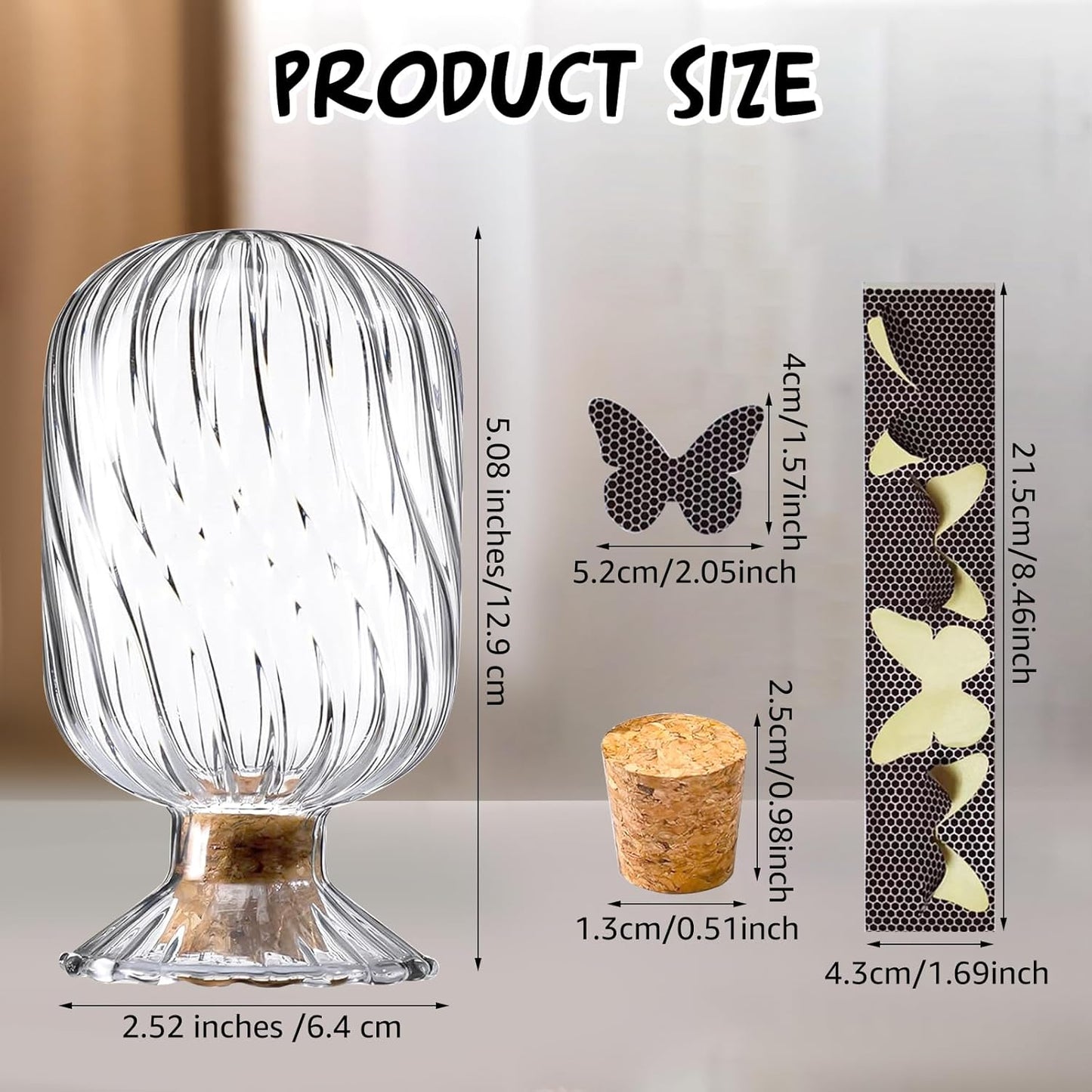 Glass Match Holder Jar with Striker, Decorative Glass Container for Matches for Bathroom Fireplace and Home Display (Helix Shaped)