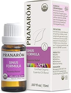 Pranarom - Sinus Formula Essential Oil Blend, Organic Essential Oils for Health, Essential Oils for Wellness, Aromatherapy Essential Oils, Certified Organic, 15ml