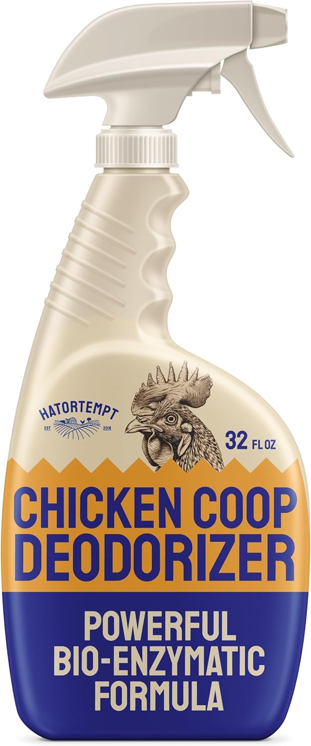 Hatortempt Chicken Coop Deodorizer & Cleaner Spray - 32 fl oz, Unscented - Ammonia Control Odor Eliminator & Coop Refresher for Chickens