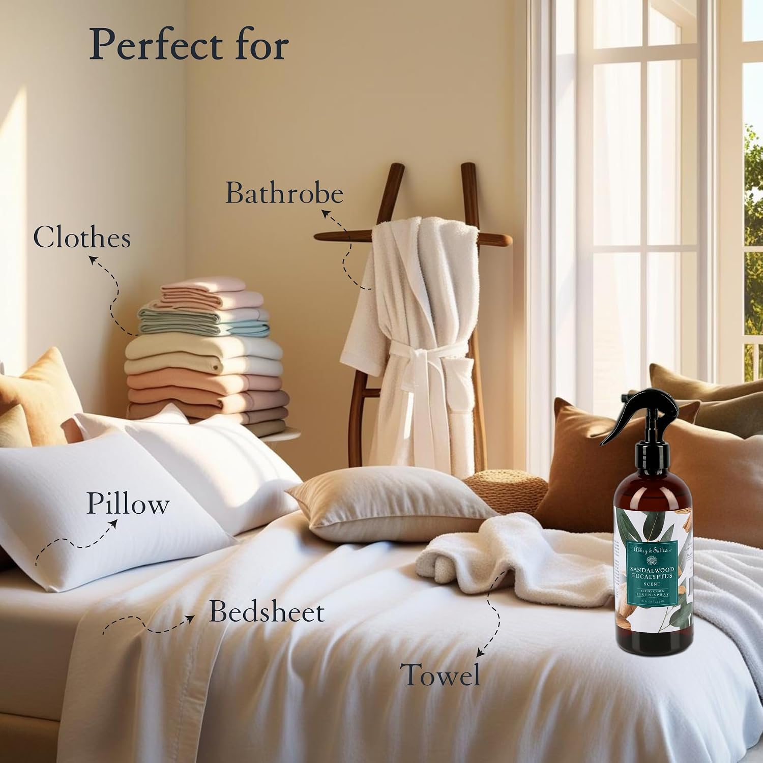 Abbey & Sullivan Linen Spray, Sandalwood Eucalyptus, 16 oz