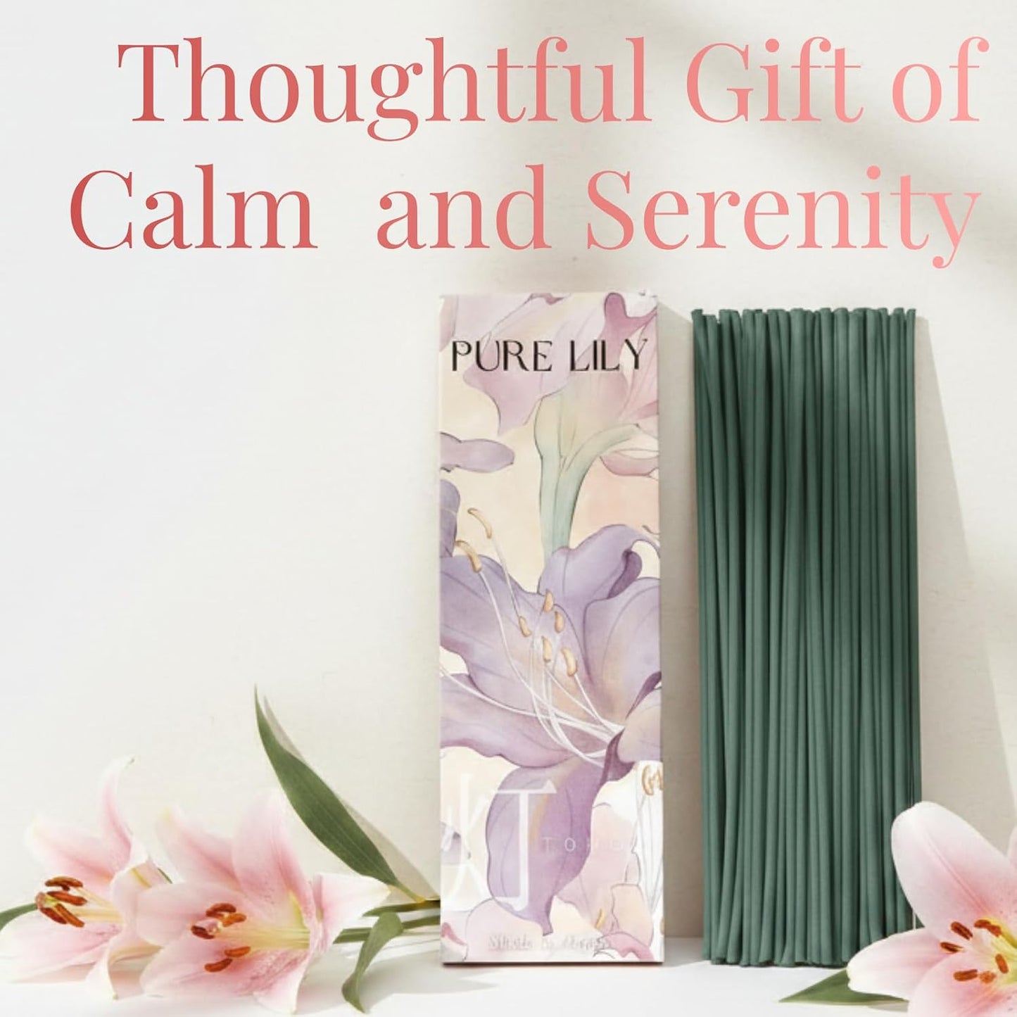 Pure Lily Luxury Japanese Incense Sticks 60sticks Bergamot Vanilla Jasmine Coreless Low Smoke Natural Charcoal Free Non Toxic Aromatherapy Meditation Calming Stress Relief Relaxation Yoga TOMORI