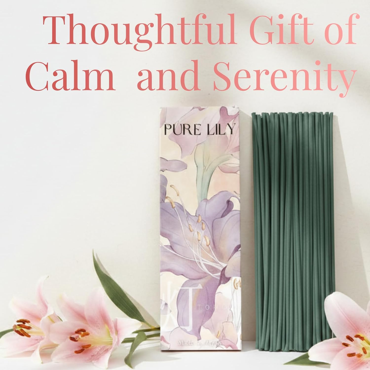 Pure Lily Luxury Japanese Incense Sticks 60sticks Bergamot Vanilla Jasmine Coreless Low Smoke Natural Charcoal Free Non Toxic Aromatherapy Meditation Calming Stress Relief Relaxation Yoga TOMORI