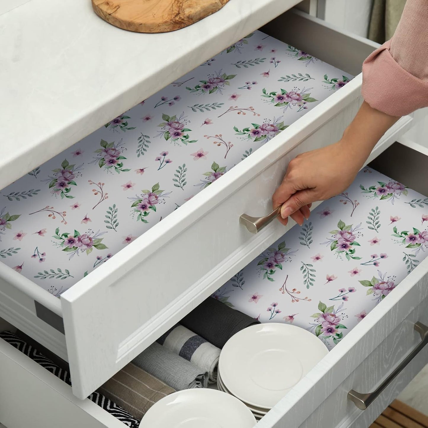 BBTO 10 Sheets Drawer Liners for Dresser, Non Adhesive Scented Drawer Paper Liners, 15.8 x 22 Inch, for Fragrant Home Shelf Closet Bedroom Cabinets(Floral Style)