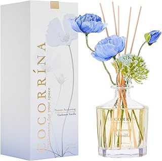 COCORRÍNA Reed Diffuser - Cashmere Vanilla Flower Reed Diffuser Set with 8 Sticks, Home Fragrance Reed Diffuser for Home Bedroom Office Bathroom Shelf Decor (Master Collection)