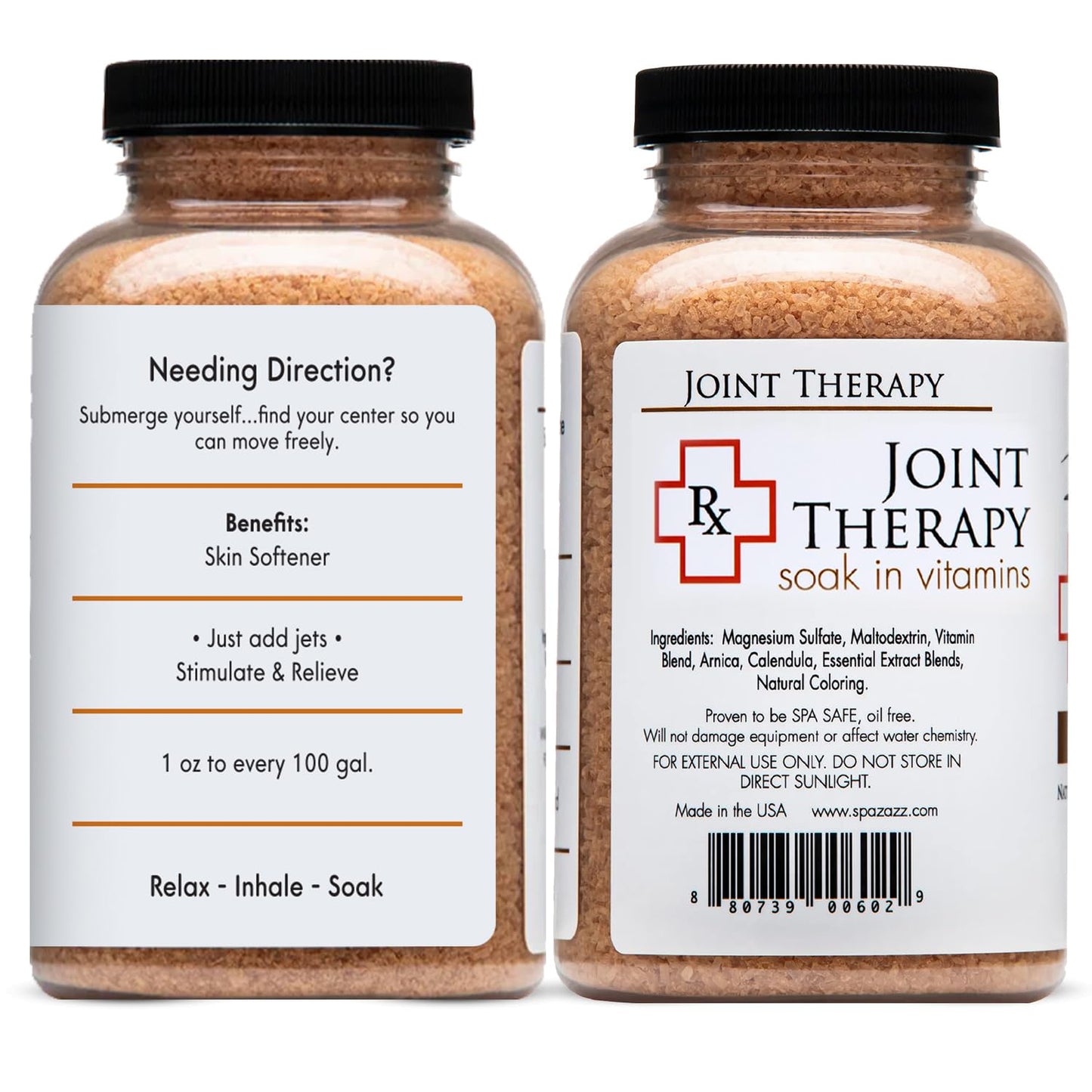 Spazazz Aromatherapy Spa and Bath Salts Crystals RX Therapy Collection 2 Pack Bundle- One 19 Oz Jar Each Spazazz Muscle Therapy and Joint Therapy- Dead Sea Bath Salt Crystals