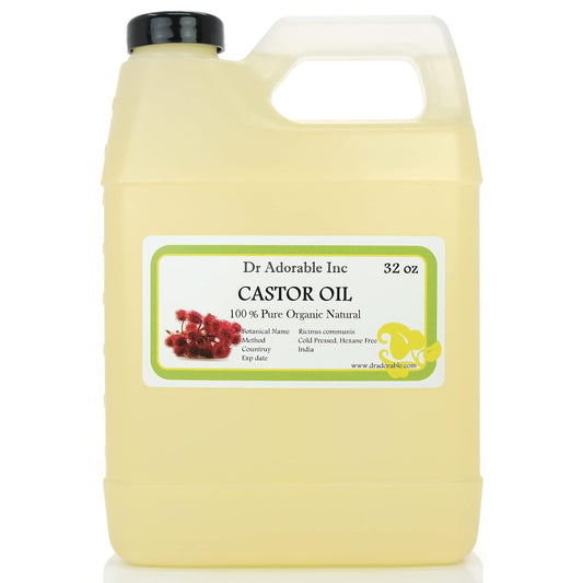 Dr Adorable - 32 Oz - Castor Oil - Pure Organic Cold Pressed Hexane Free