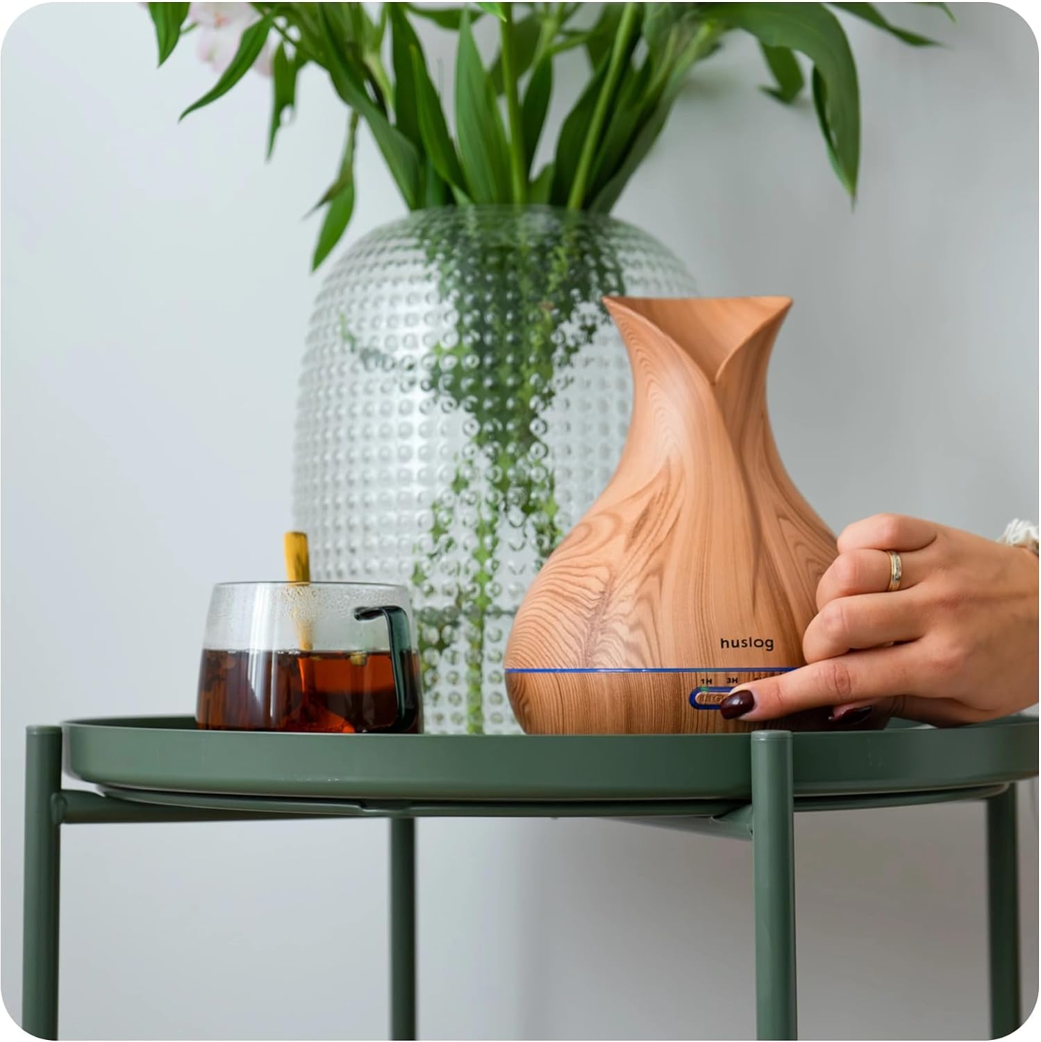 Ultrasonic Aromatherapy RGB Air Hydridiser Ultrasonic Sensor Diffuser, Wood Grain