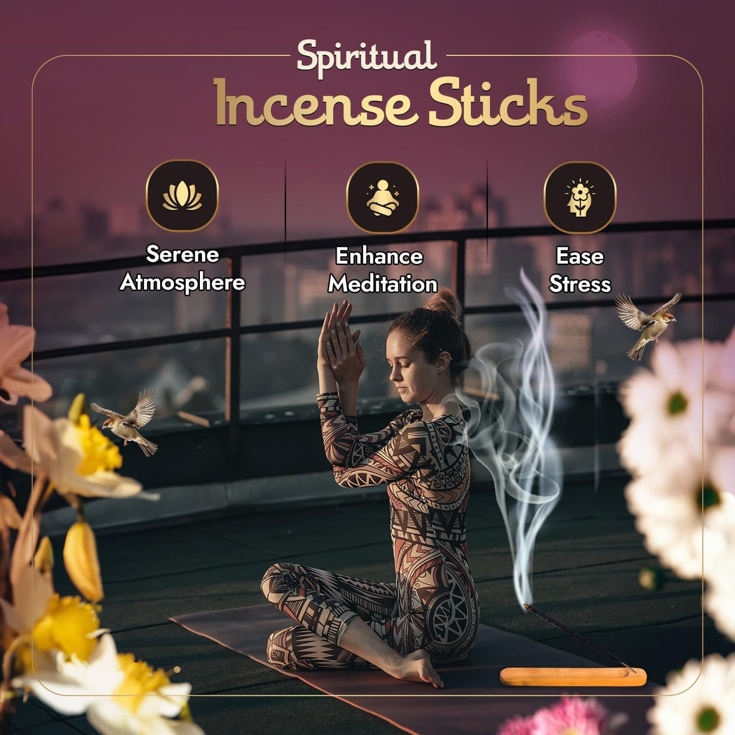 Ritual - Full Moon Incense Sticks, Expresses Your Intentions and Desires, 6 Sticks, 9 Inches Each, Natural Incense with Aromatic Concentrated Oil, Charcoal, Natural Binder & Salt - 1 Hour Burn Time