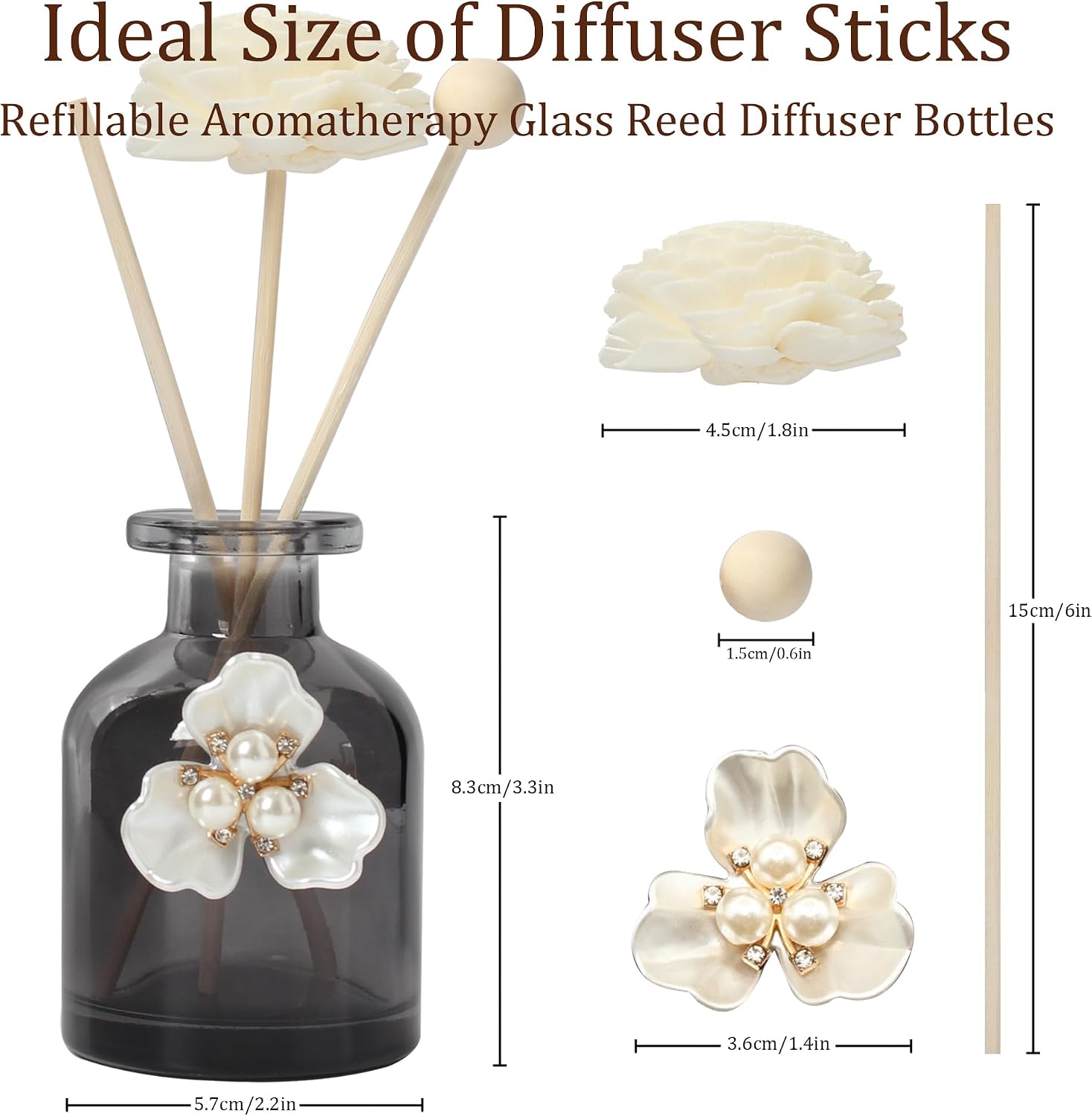 Empty Fragrance Glass Reed Diffuser Bottles 100ml/3.5oz 4 Pack with 12pcs Reed Diffuser Sticks,Refillable,Aromatherapy Storage Containers,DIY Replacement for Reed Diffuser Sets(4 Color)