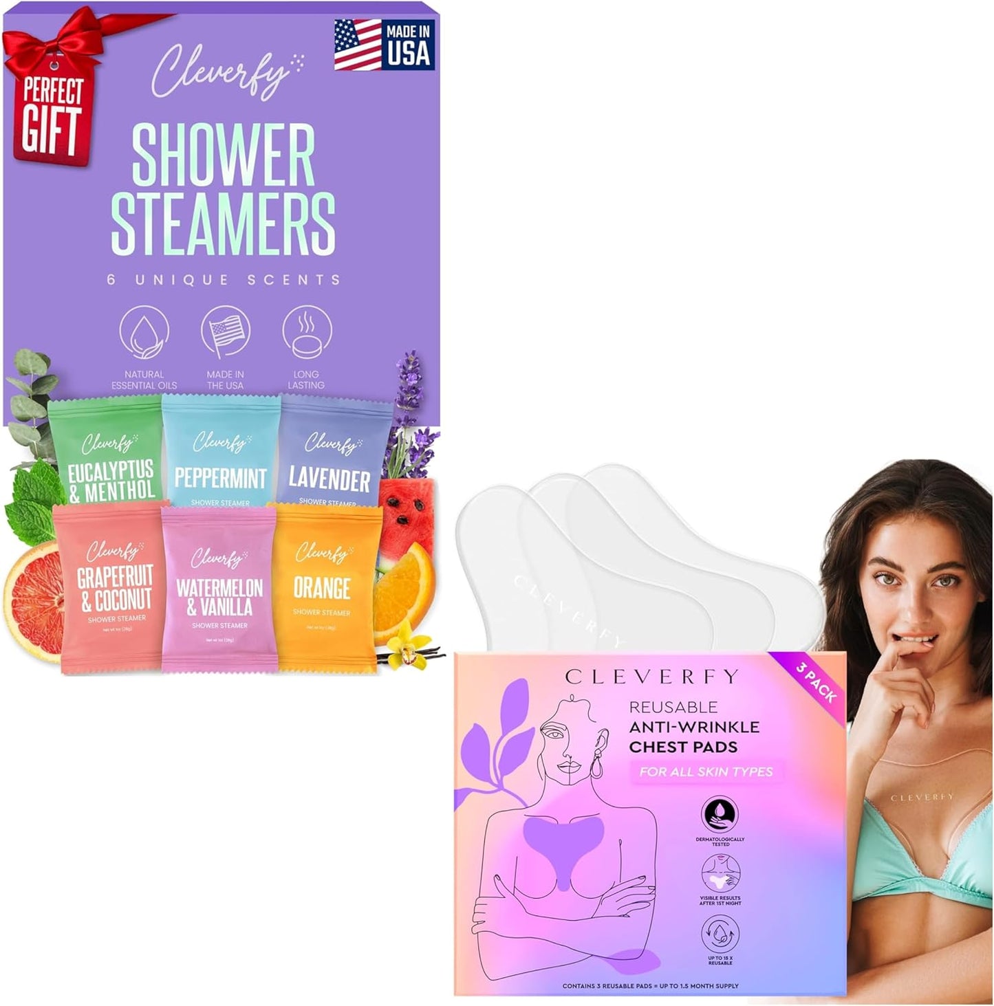 Cleverfy Self-Care Essentials: 6 Shower Steamers & 3-Pack TShape