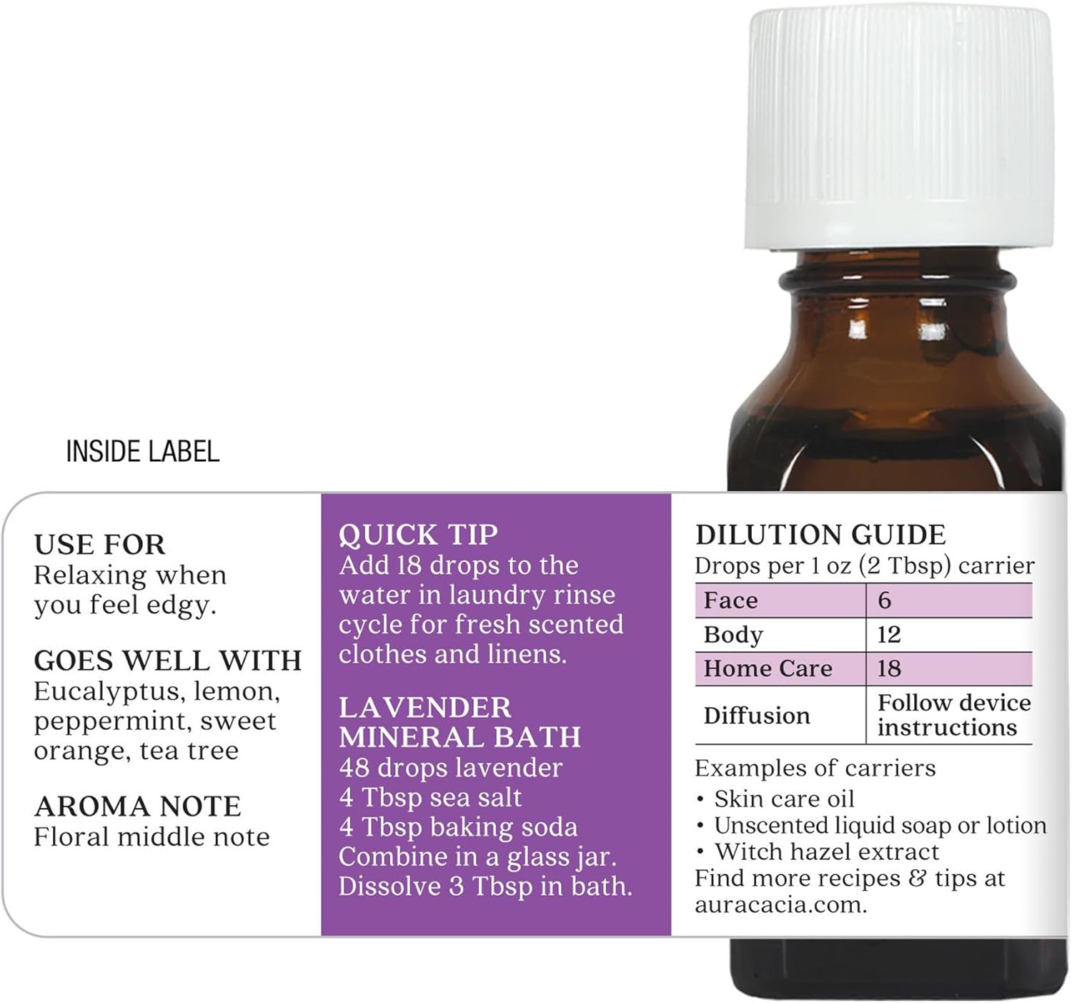 Aura Cacia 100% Pure Lavender Essential Oil GC/MS Tested for Purity 15 ml (0.5 fl. oz.) Lavandula angustifolia
