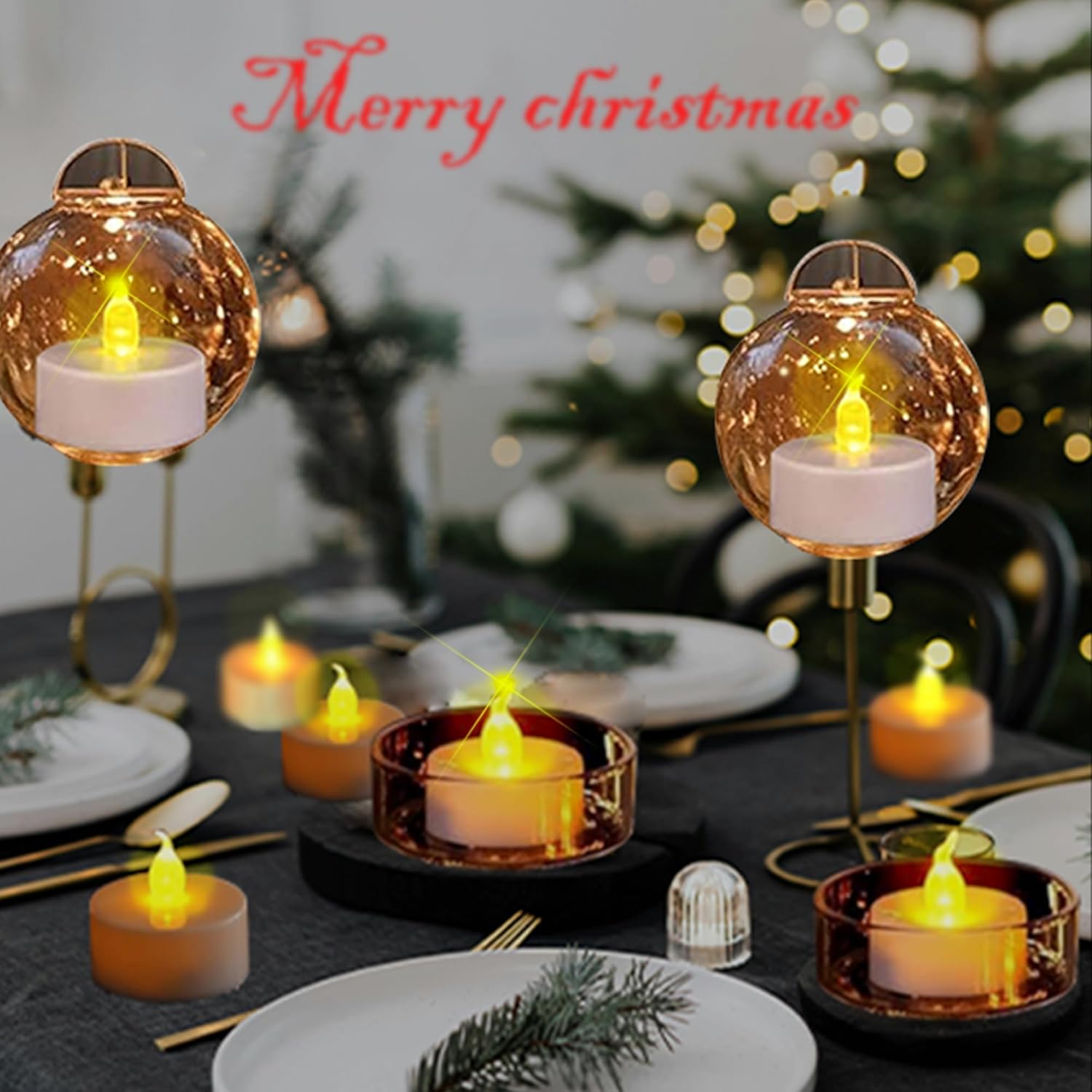 Tea Lights Flameless Battery Operated Candles-24Pack LED Electric Flickering Votive Candle Long Lasting 200 Hours, Realistic and Bright for Seasonal Festive Celebrations Decoration Warm Yellow