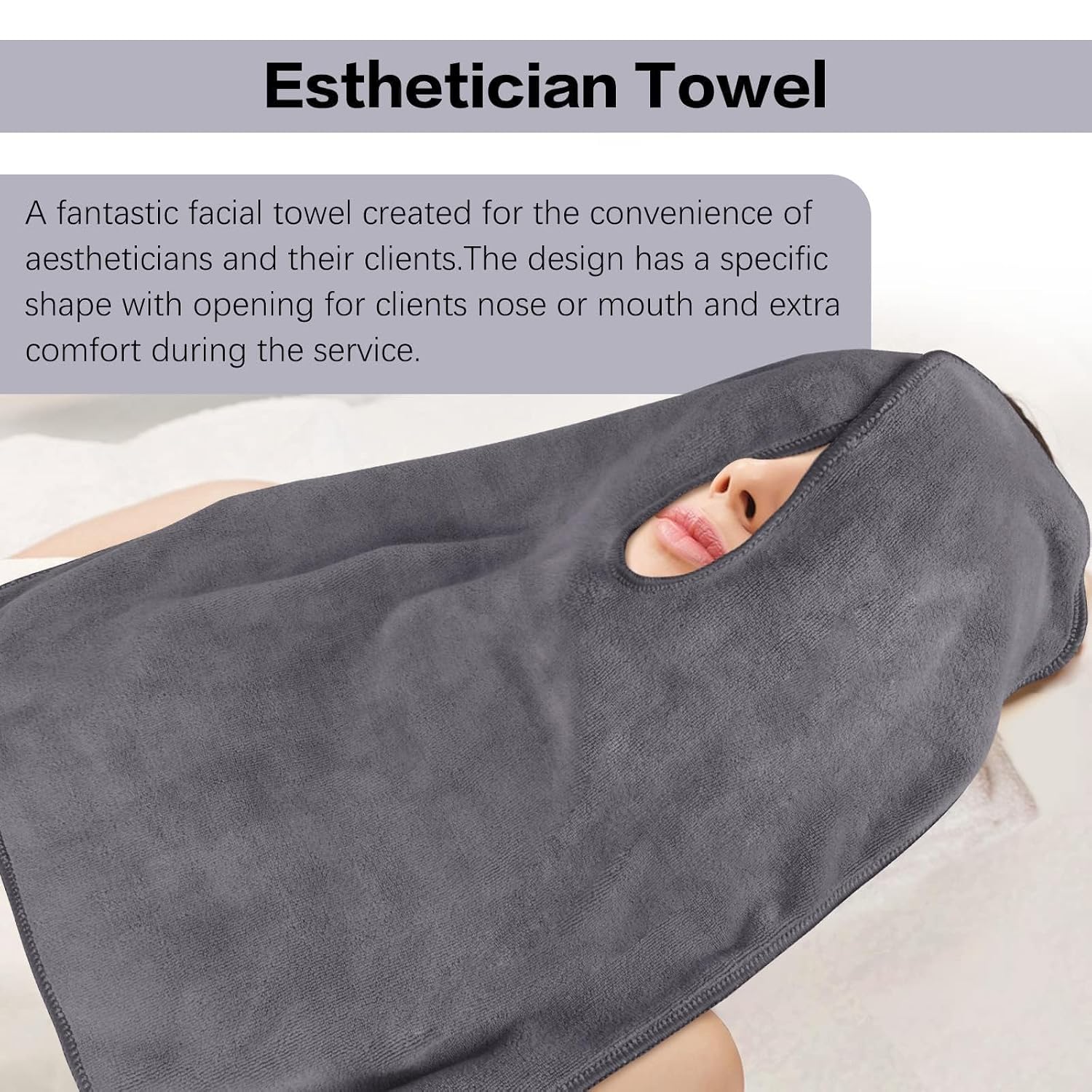 SINLAND Microfiber Esthetician Towels for Facials Mask Removing Face Wrap Soft Facial Cloth with Split Design Spa Towels for Facial Steam Massage and Cleansing 20x15.7inch