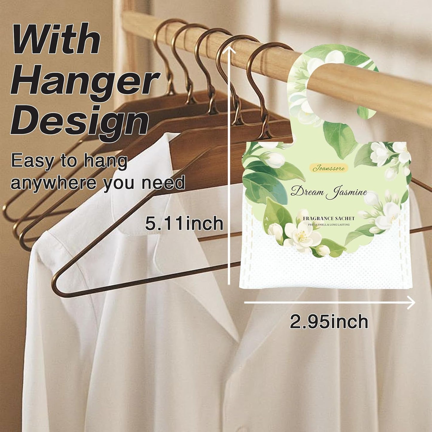 15 Packs Scented Sachets Bag for Drawers and Closets, Home Fragrance Sachet, Long-Lasting Hanging Closet Deodorizer Smell Goods for House (Dream Jasmine)