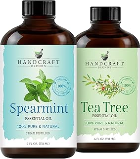 Handcraft Blends Cool & Cleansing Set: Tea Tree and Spearmint Essential Oils – (2 x 4 Fl Oz) – 100% Pure & Natural – for Diffuser, Aromatherapy, and DIY Projects