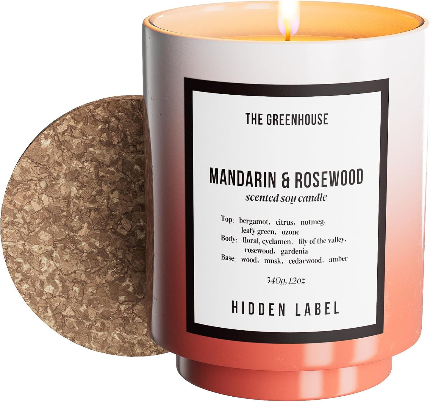 Hidden Label Fall Candle, Mandarin Rosewood Scented Candle, 12oz Natural Soy Wax, 75 Hours Long Lasting Clean Burn, Aromatherapy Candles for Home,Scented,Bathroom,Livingroom,Holiday Gift