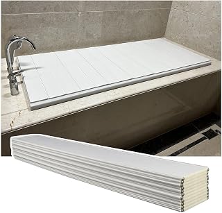 Bathtub Tray Bathtub Cover Bath Tub Caddy Tray Folding Dust-Proof Board Shutter Bath Lid, Scalable Durable Insulation Cover for Spa, Bathroom & Shower, 0.6cm Thickness Multifunctional(80x160