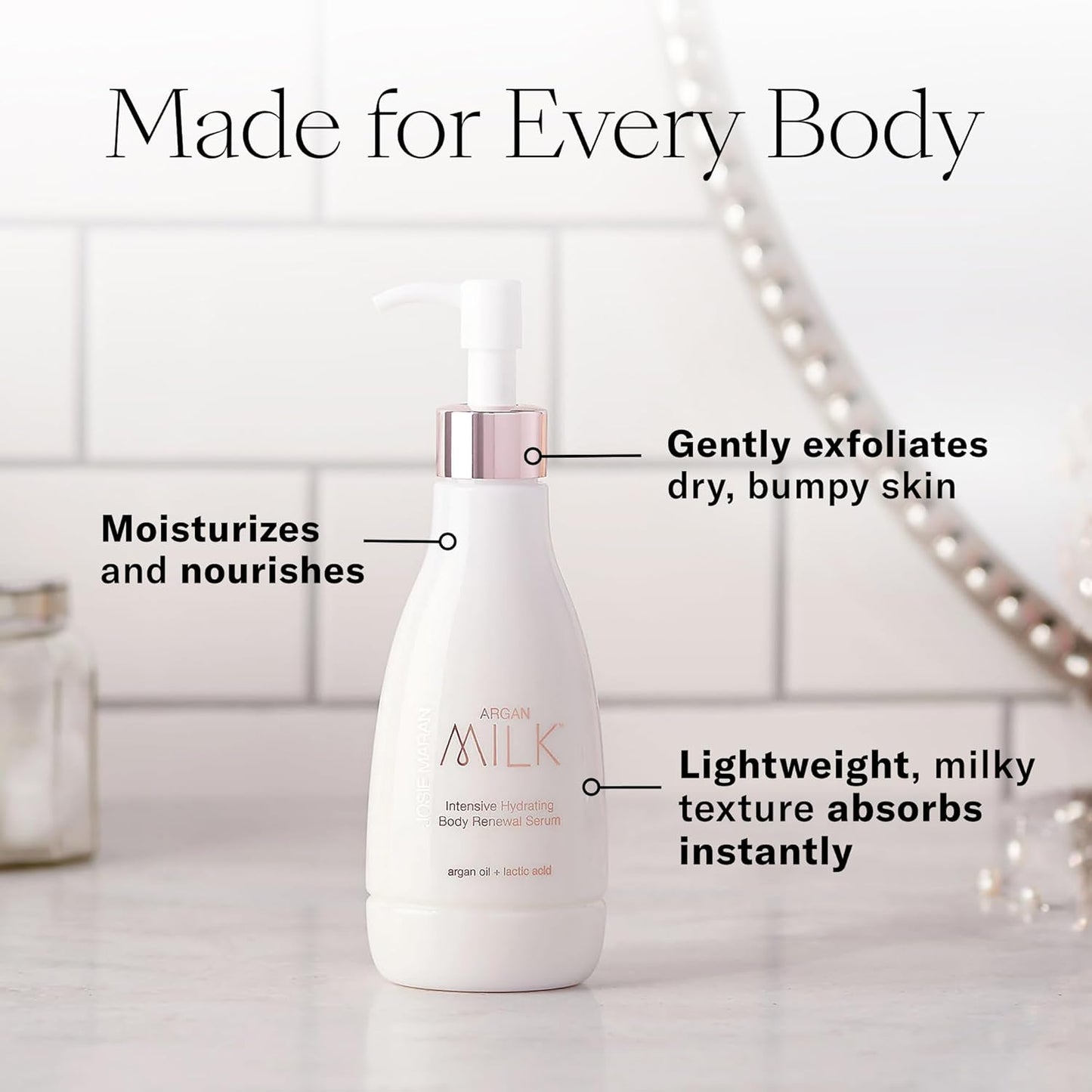 Josie Maran Argan Milk Body Serum - Nourishing Body Milk Enriched with Argan Oil to Deeply Hydrate Skin - Enriched with Pineapple Enzymes to Gently Exfoliate- Juicy Fruits (13.4 Oz)