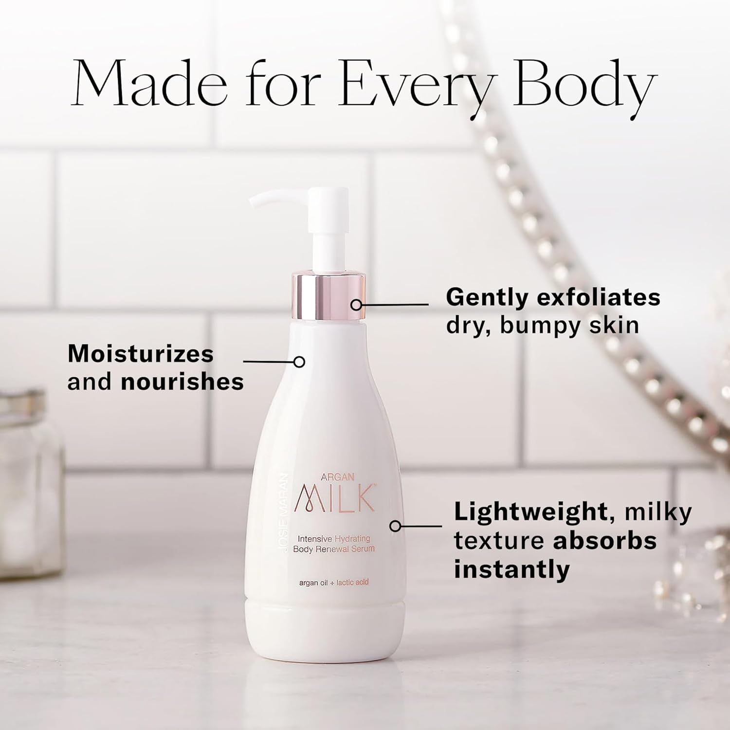 Josie Maran Argan Milk Body Serum - Nourishing Body Milk Enriched with Argan Oil to Deeply Hydrate Skin - Enriched with Pineapple Enzymes to Gently Exfoliate- Juicy Fruits (13.4 Oz)