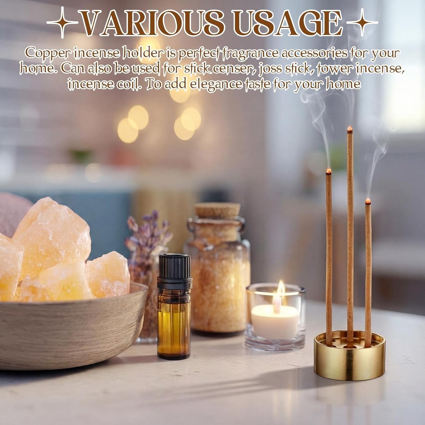 Cinnvoice 6 Pcs Brass Incense Holder Copper Incense Stick Holder 9-Hole Multi-Hole Mini Cone Gourd Burner Accessories for Stick, Tower, Coil, Meditation Room, Home Decor, 6 Styles