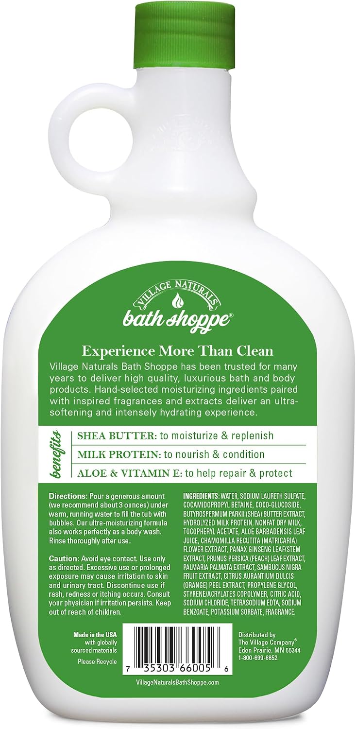 Village Naturals Bath Shoppe, White Tea and Jasmine Foaming Milk Bath, 28 Fl Oz, Pack of 2