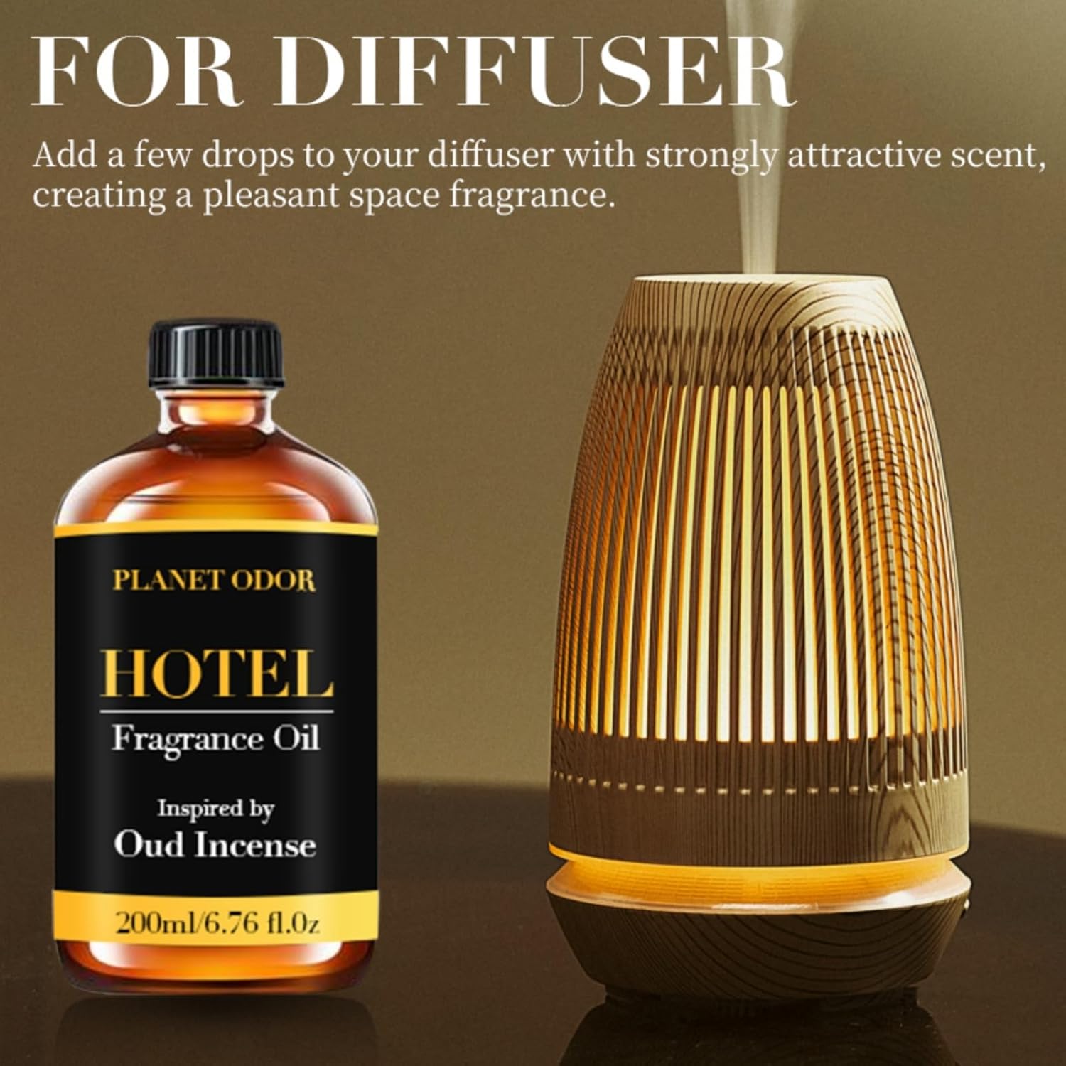 Oud & Ebony Diffuser Oil - Luxury Essential Oils for Diffuser Refill & Air Freshener Room Spray, Long-Lasting Natural Home Fragrance and Hotel Scent for Diffusers & HVAC Machines（(6.76 Fl Oz)