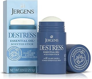Jergens De-Stress Essential Oil-Scented Stick, Aromatherapy Stick with Lemon and Clary Sage Essential Oils, 0.9 Oz