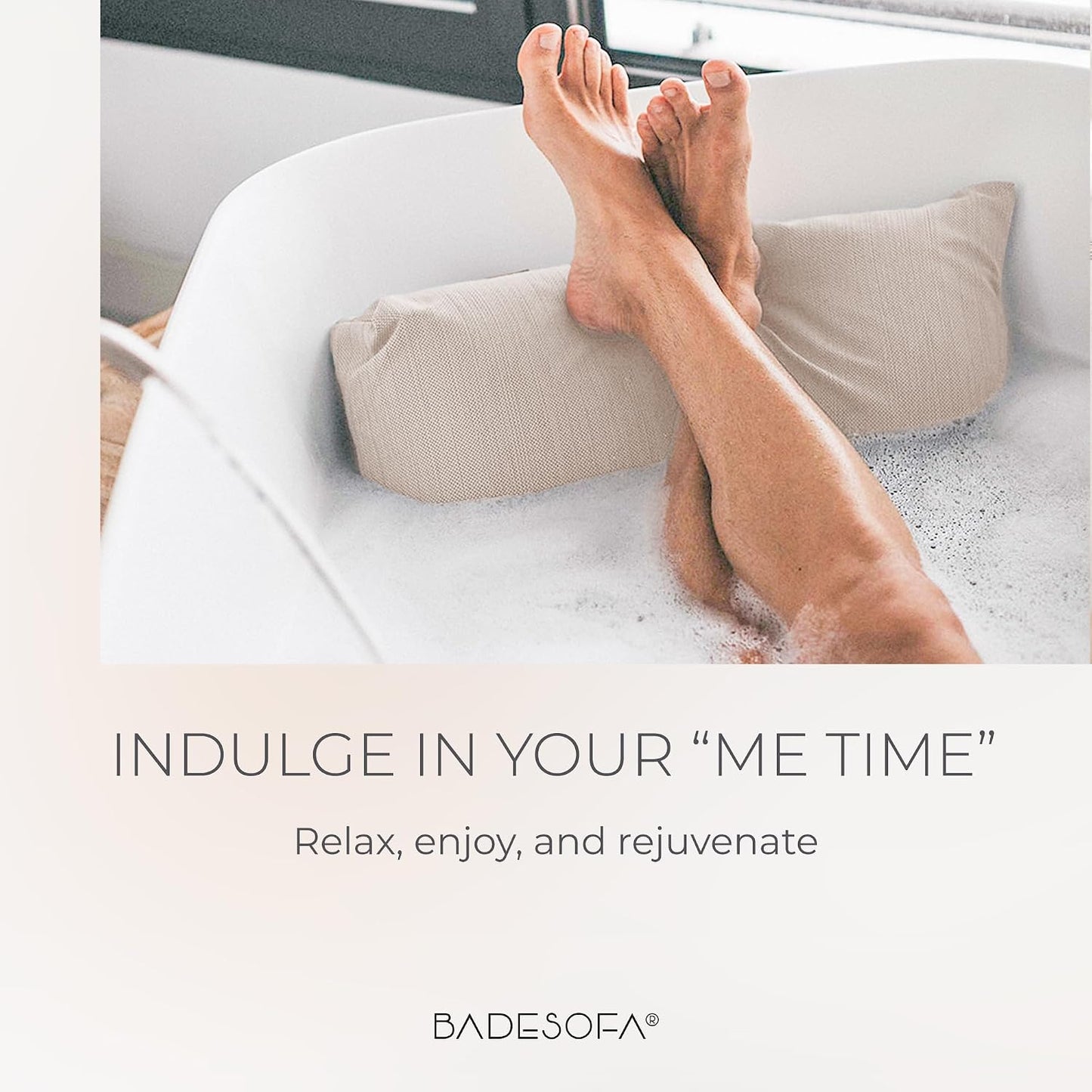 BADESOFA® Luxury Bath Tub Pillow for Feet | Premium-Quality Materials | Comfortable & Quick-Drying | Washable Bath Cushion in Charcoal | Home Spa Accessories | Universal Fit for Any Bathtub