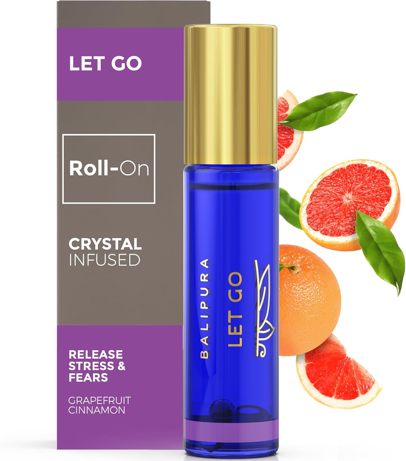 BALIPURA - Let Go Roll On with Cinnamon Essential Oil and Amethyst Crystals - Essential Oils Blends, Organic Essential Oils for Cleaning - Relaxation Gifts for Women