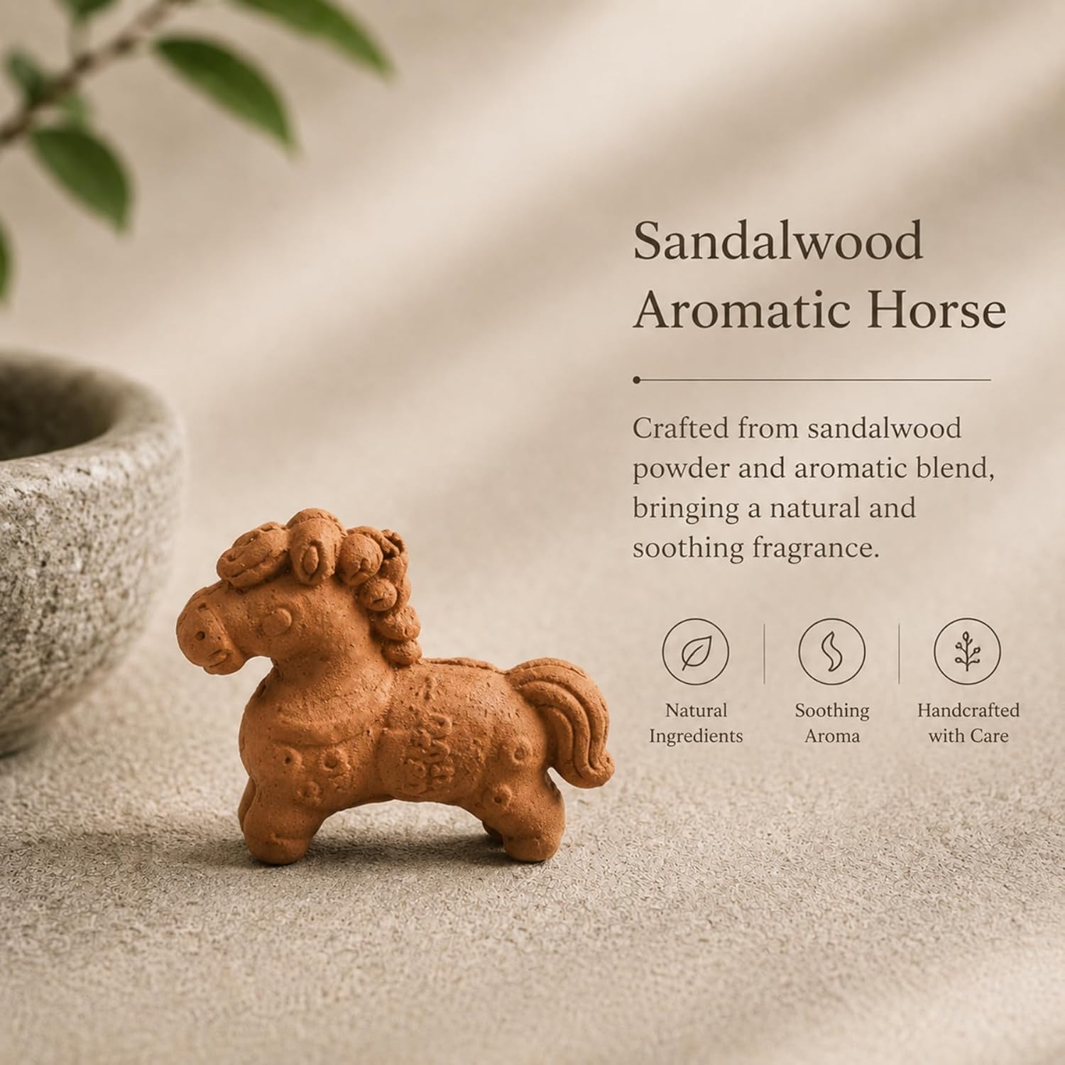 Large Incense Cones, Natural Sandalwood Scent, Horse Incense Cones - Mud Sculpture Zodiac Horse Shape,Fits Most Incense Trays & Holders, Excellent for Relaxation(40Pcs)