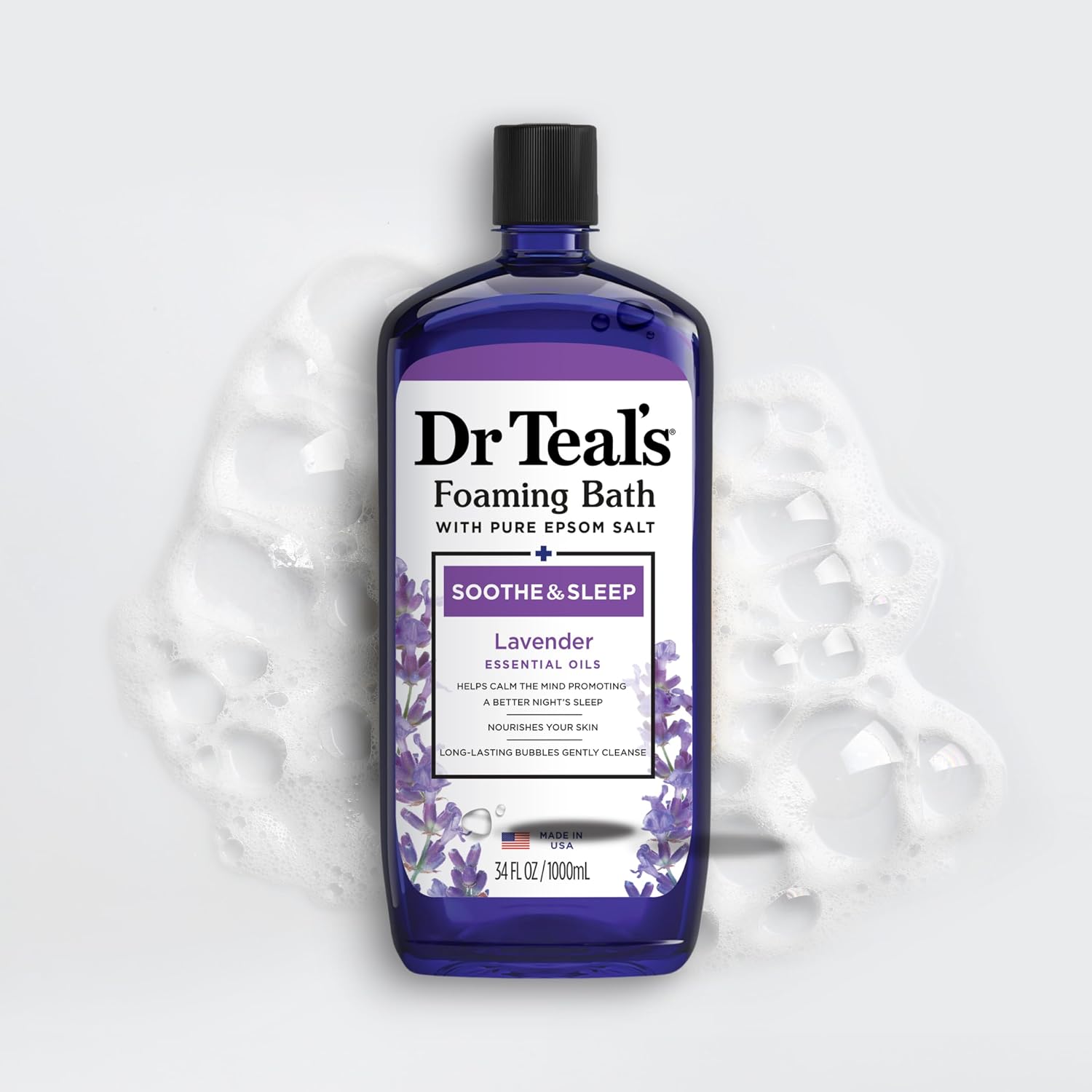 Dr. Teal's Epsom Salt Soaking Solution and Foaming Bath with Pure Epsom Salt Combo Pack, Lavender