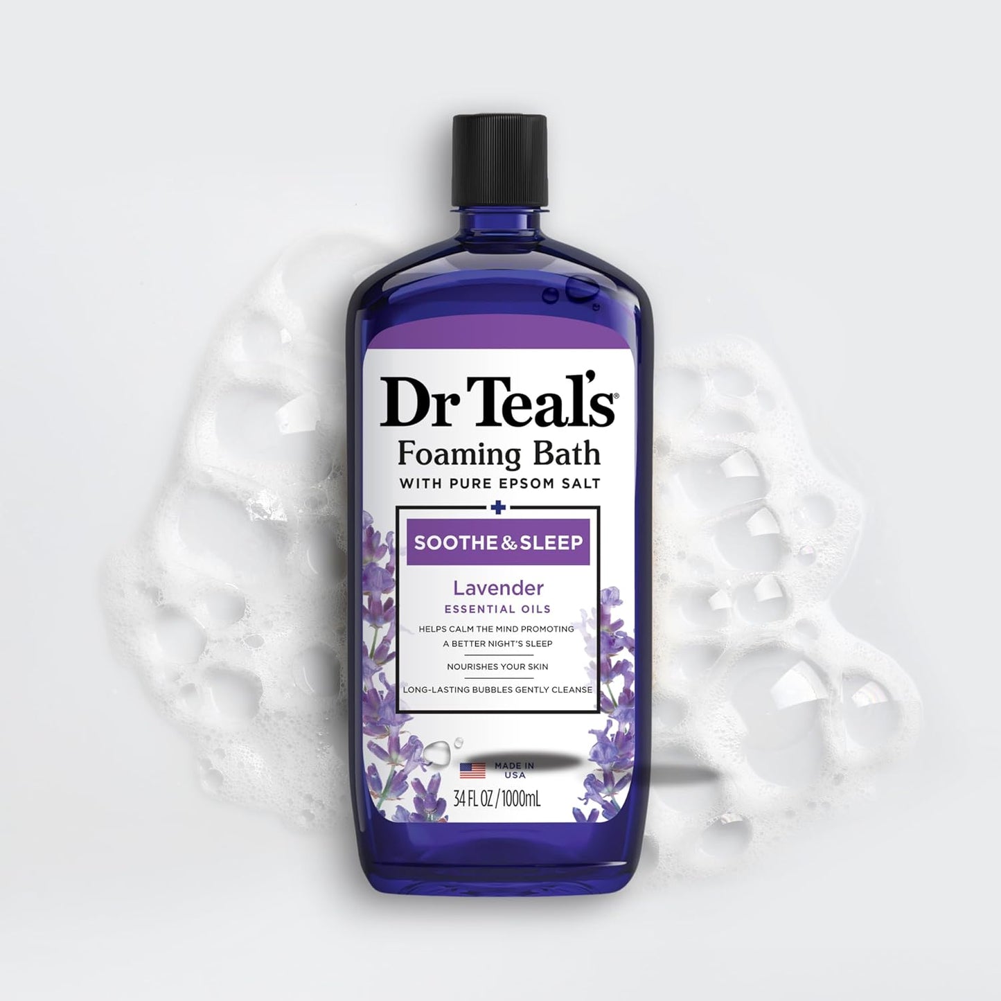 Dr Teal's Foaming Bath with Pure Epsom Salt, Lavender & Eucalyptus, 34 fl oz (Pack of 2)