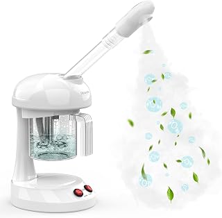 Facial Steamer - TASALON Ozone Face Steamer for Facial, Portable Facial Steamer with Removable Water Tank, Nano Ionic Facial Steamer for Home Salon Spa or Personal Care, White