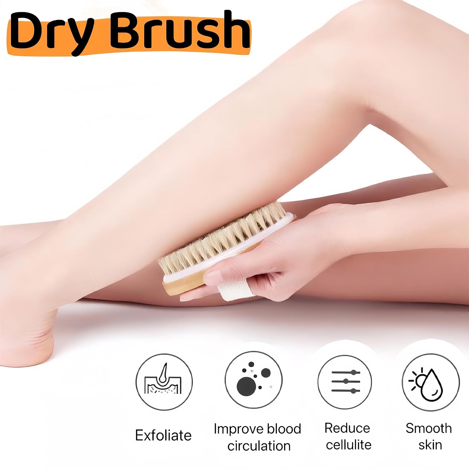 Dry Brush,Natural Bristle Exfoliating Scrubber,Dry Brushing Body Brush for Lymphatic Drainage,Cellulite Decrease,Dry Skin,Blood Circulation Boost and Pore Cleansing