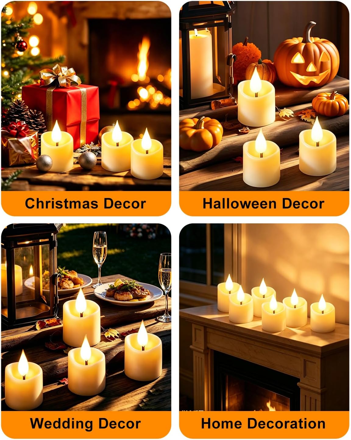 6Pcs Rechargeable Tea Lights: 1.5"x2.2" Flameless LED Votive Candles with Remote & Timer, USB Battery Operated Flickering Fake Tealights for Home Wedding Centerpiece Table Decor, Anniversary Christmas
