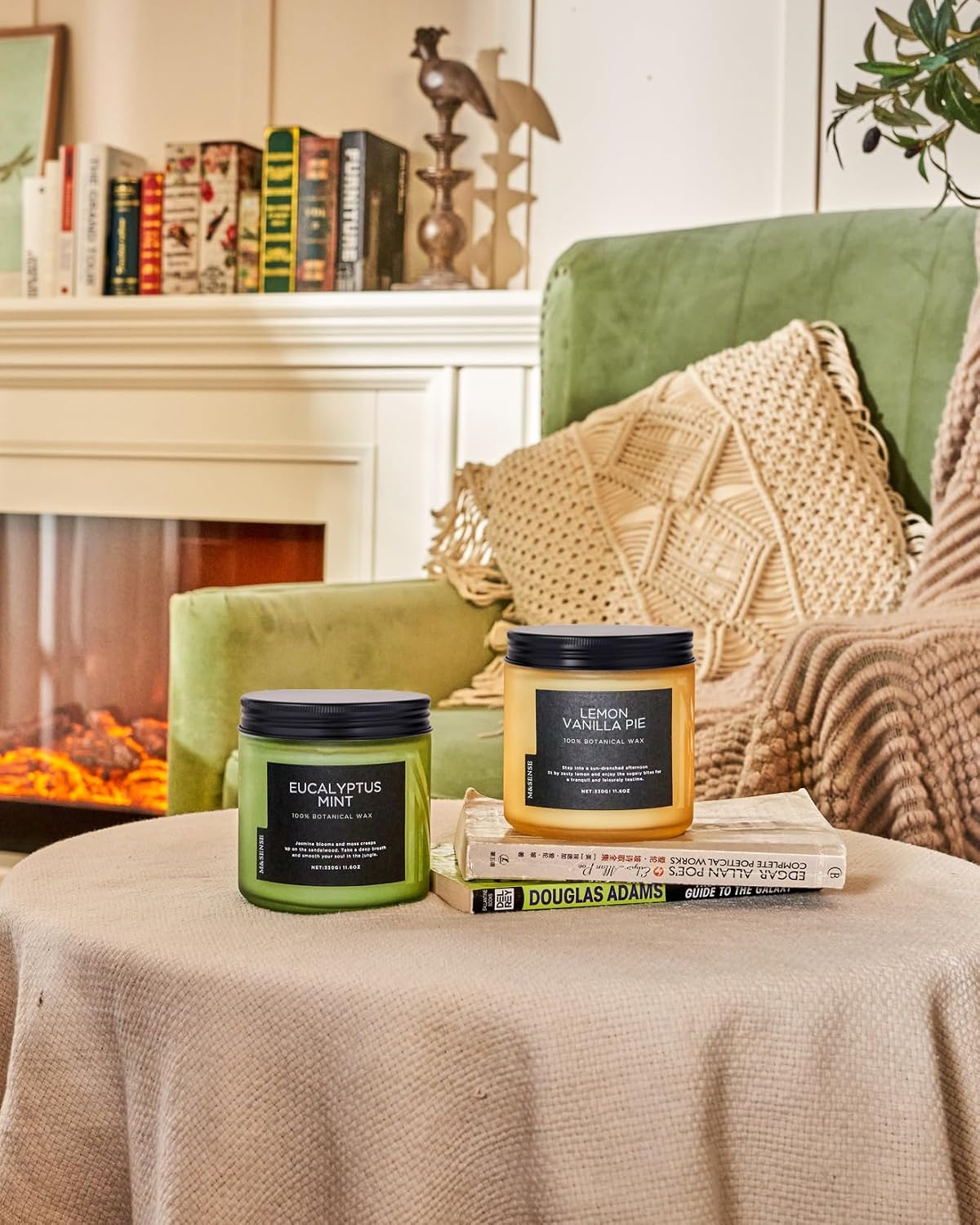 M&SENSE Lemon Vanilla Scented Candles, 11.6oz Natural Soy Wax, 70 Hours Long Lasting Burn, Non-Toxic, Highly Scented Gifts for Bathroom Living Room, Stress Relief Home Fragrance for Men Women