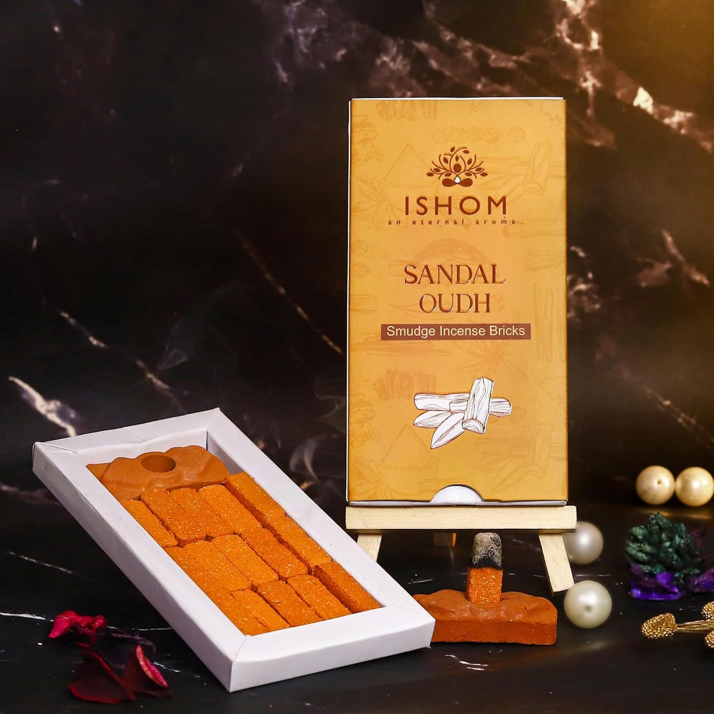 Smudge Incense Bricks Combo Pack of 90 (6 Packs x 15) | Assorted Scents of Palo Santo White sage, Patcholi Sandal Oudh, Amber & Rose | Ideal for Home Purification, Yoga, Meditation, and Aromatherapy